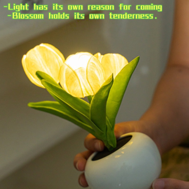 Galaxy Star Lamp LED tulip table lamp with flower vase, USB-powered desktop decor for home or living room ambiance.