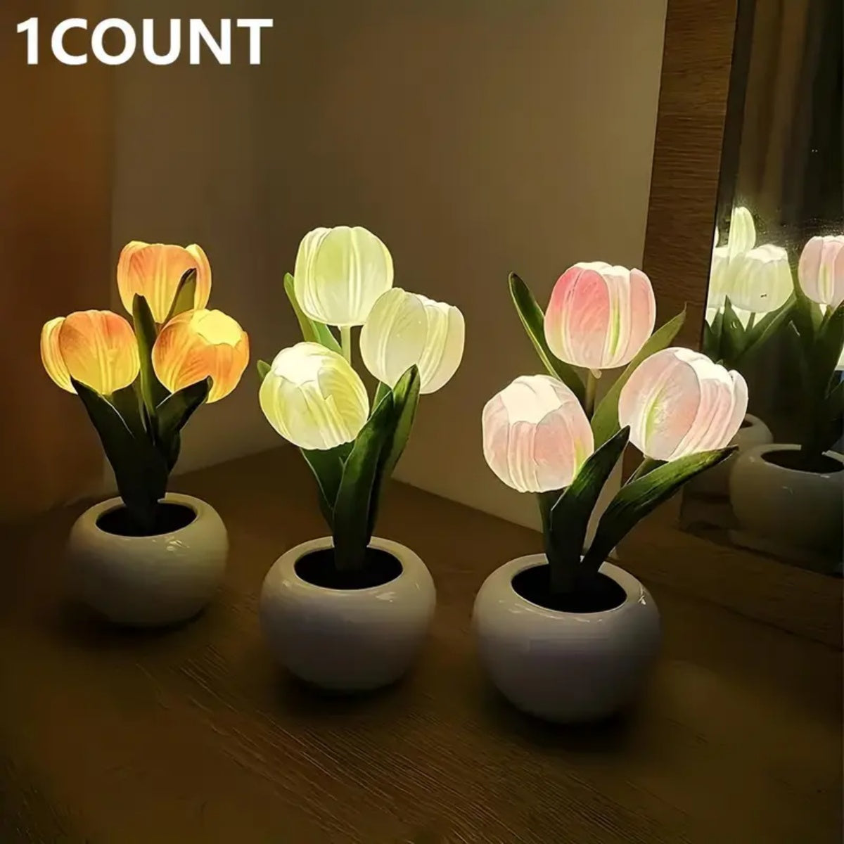 Galaxy Star Lamp LED tulip table lamp with flower vase for desktop decoration, suitable for home, living room, or holiday gifting.