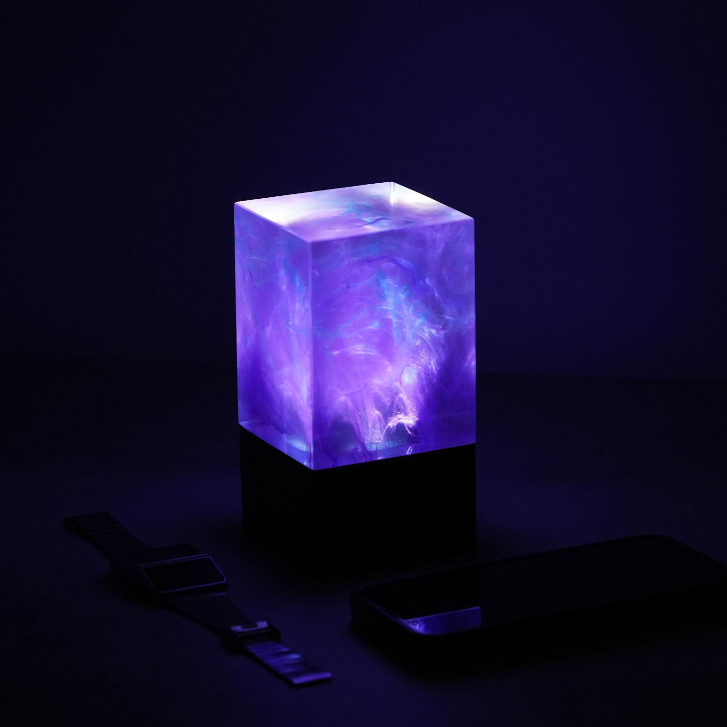Purple Galaxy Cube handcrafted ambient star lamp with galaxy-themed design, perfect for decorative lighting.