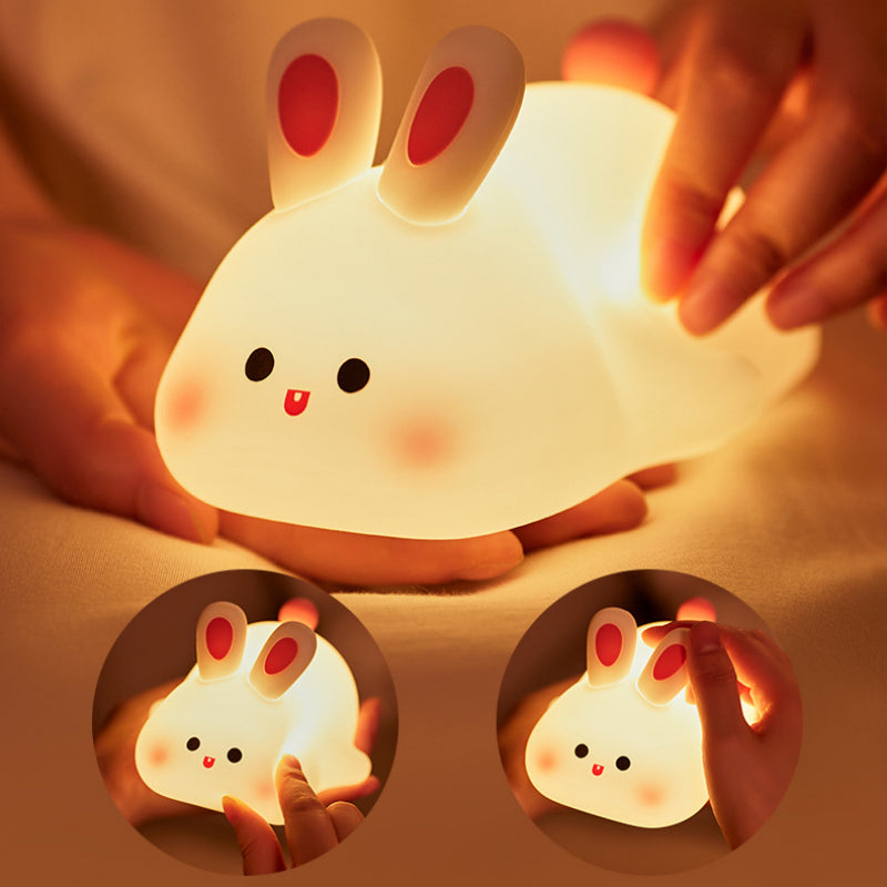 Galaxy Star Lamp LED night light featuring a cute cartoon rabbit face, touch sensor, silicone design, perfect for kids' bedrooms.