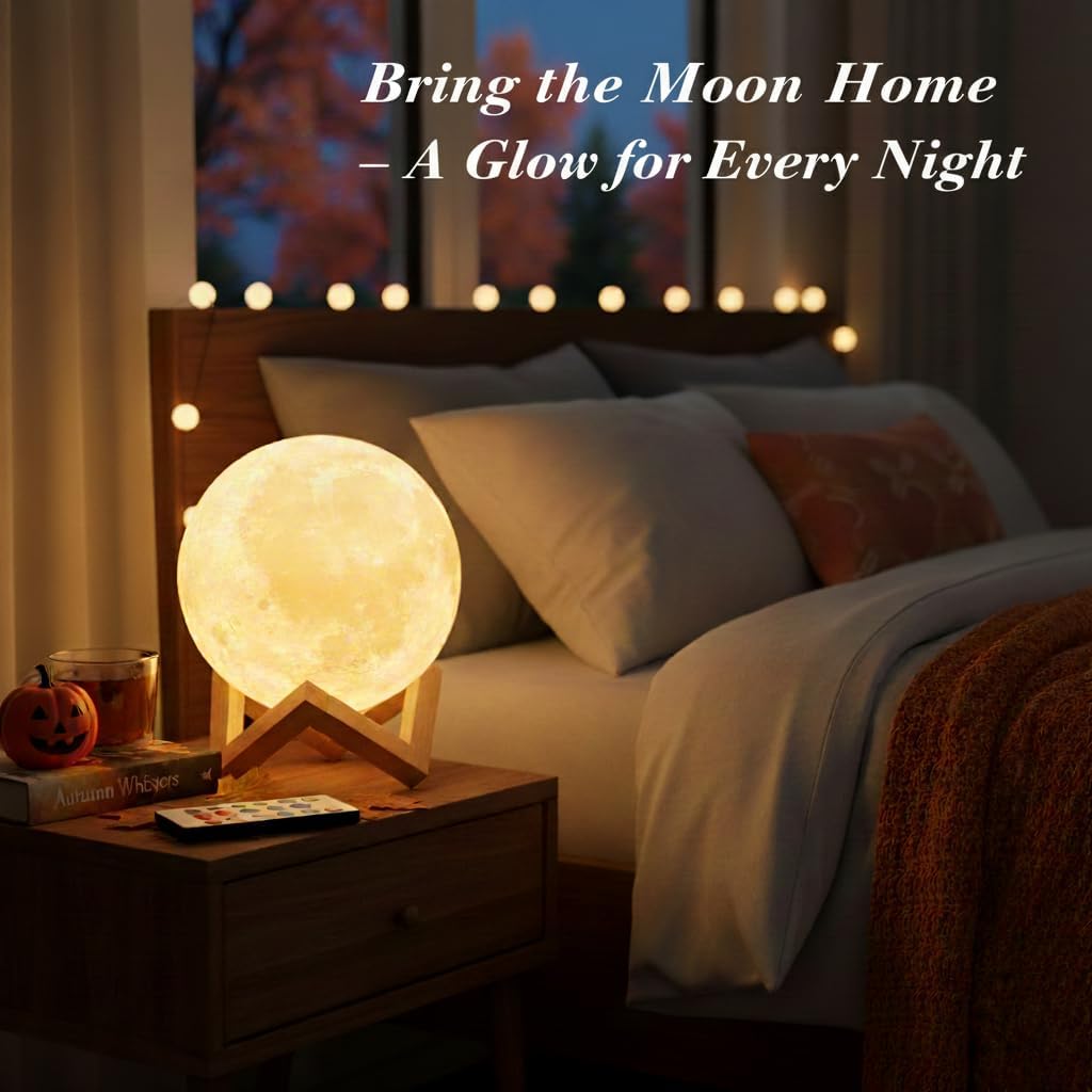 Galaxy Star Lamp 16-color moon lamp with stand and remote control, showcasing a glowing celestial design on a dark background.