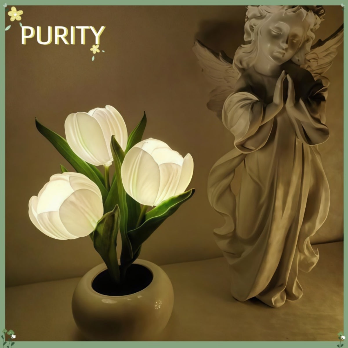Galaxy Star Lamp LED tulip table lamp with flower vase, USB-powered desktop decor for home, living room, and holiday ambiance.