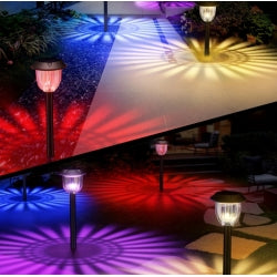 4 Pack RGB Outdoor Solar Pathway Lights  IP65 Waterproof For Yard Patio Walkway Decoration