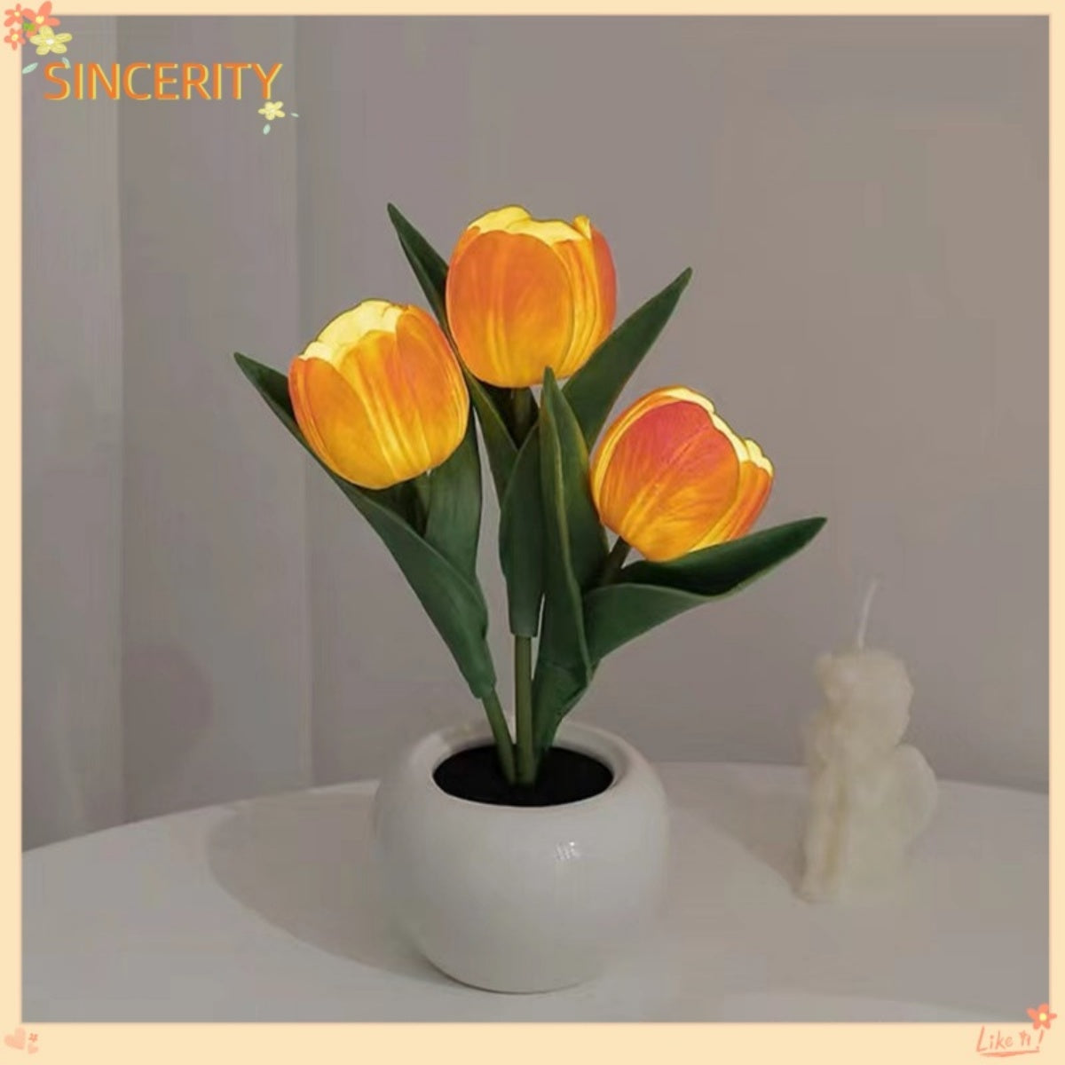 Galaxy Star Lamp LED tulip table lamp with flower vase, USB-powered desktop decoration for home, living room, or holiday gift.
