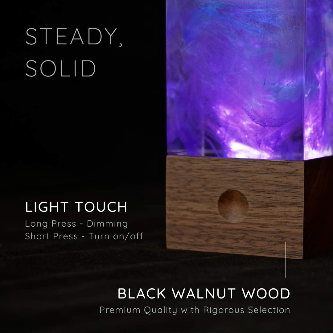 Purple Galaxy Cube Handcrafted Ambient Lamp, galaxy star-shaped lamp with a textured surface and soft glow.