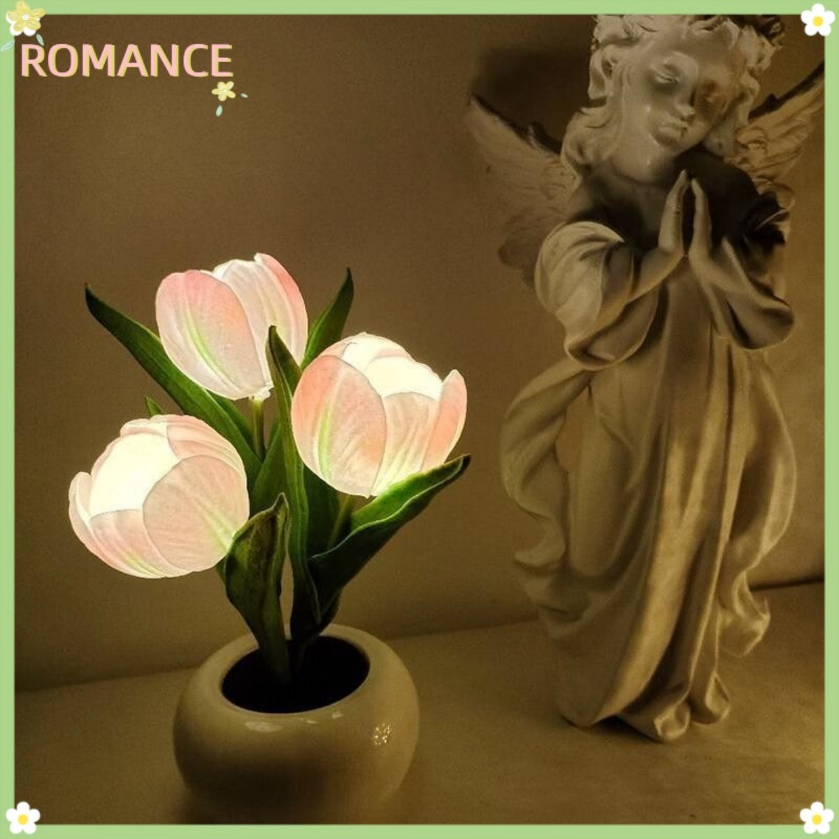 Galaxy Star Lamp LED tulip table lamp with flower vase, USB powered desktop decoration for home and living room ambiance.