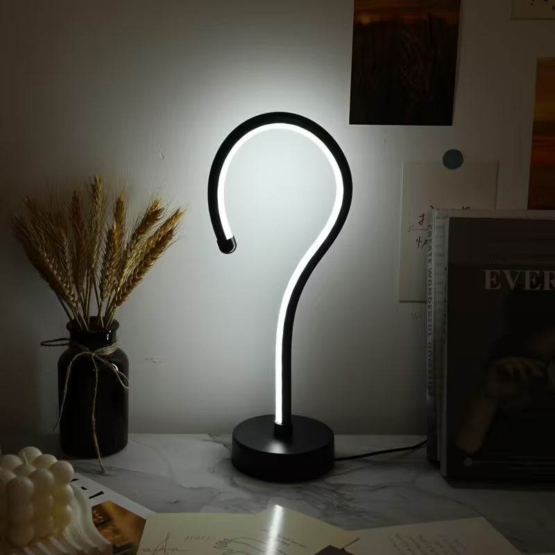 Galaxy Star Lamp 2-piece set featuring creative question mark shape table lamps with USB, three-color dimming for desktop decor.