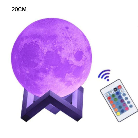 Galaxy Star Lamp 16-color moon galaxy lamp with stand and remote control, showcasing a glowing lunar design and vibrant color options.