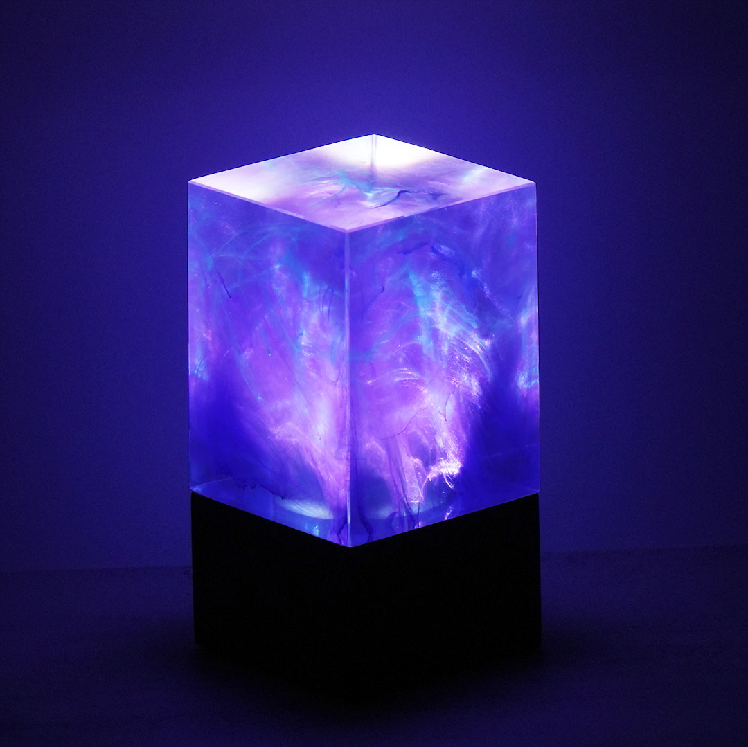 Purple Galaxy Cube handcrafted ambient lamp from Galaxy Star Lamp, featuring a starry design and soft glow for cozy lighting.