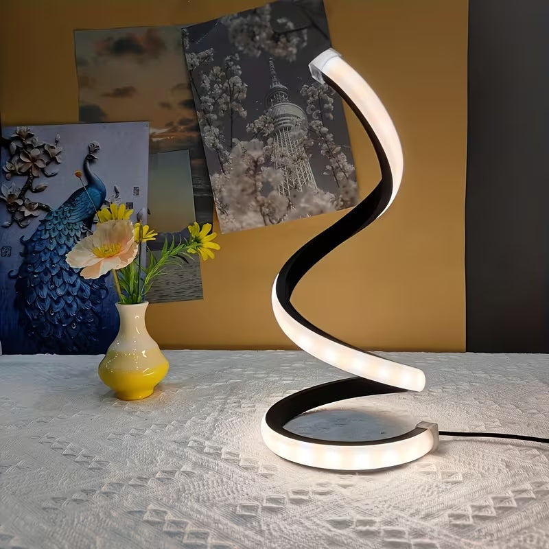 Galaxy Star Lamp LED desk lamp with spiral design, adjustable three-color lighting, soft glow, USB-powered, suitable for bedroom and living room