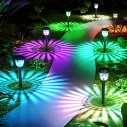 4 Pack RGB Outdoor Solar Pathway Lights  IP65 Waterproof For Yard Patio Walkway Decoration