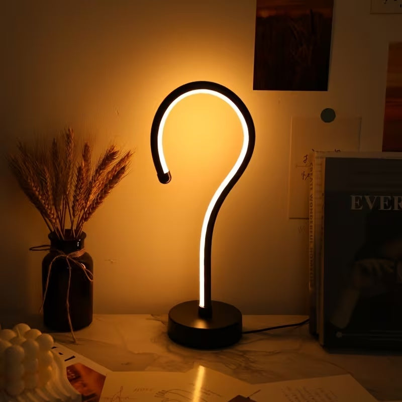 Galaxy Star Lamp 2-piece set featuring creative question mark and star-shaped table lamps with USB, three-color dimming for desktop decor.