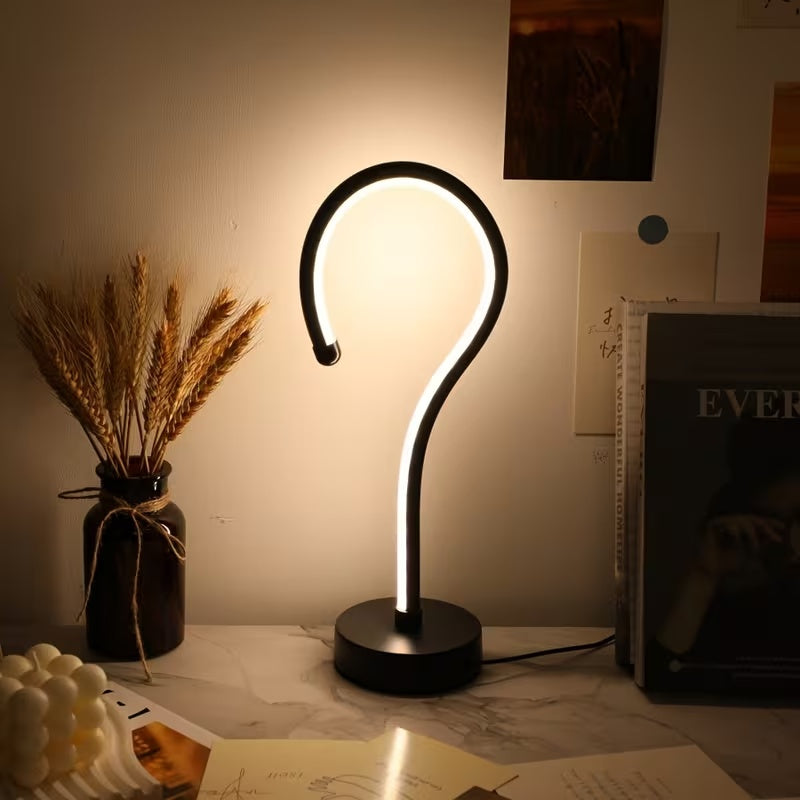Galaxy Star Lamp 2-piece creative question mark-shaped table lamps with USB, three-color dimming, ideal for desktop decoration.