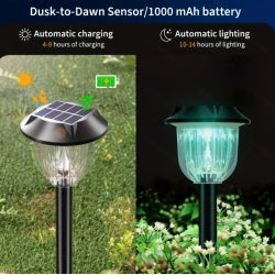 4 Pack RGB Outdoor Solar Pathway Lights  IP65 Waterproof For Yard Patio Walkway Decoration