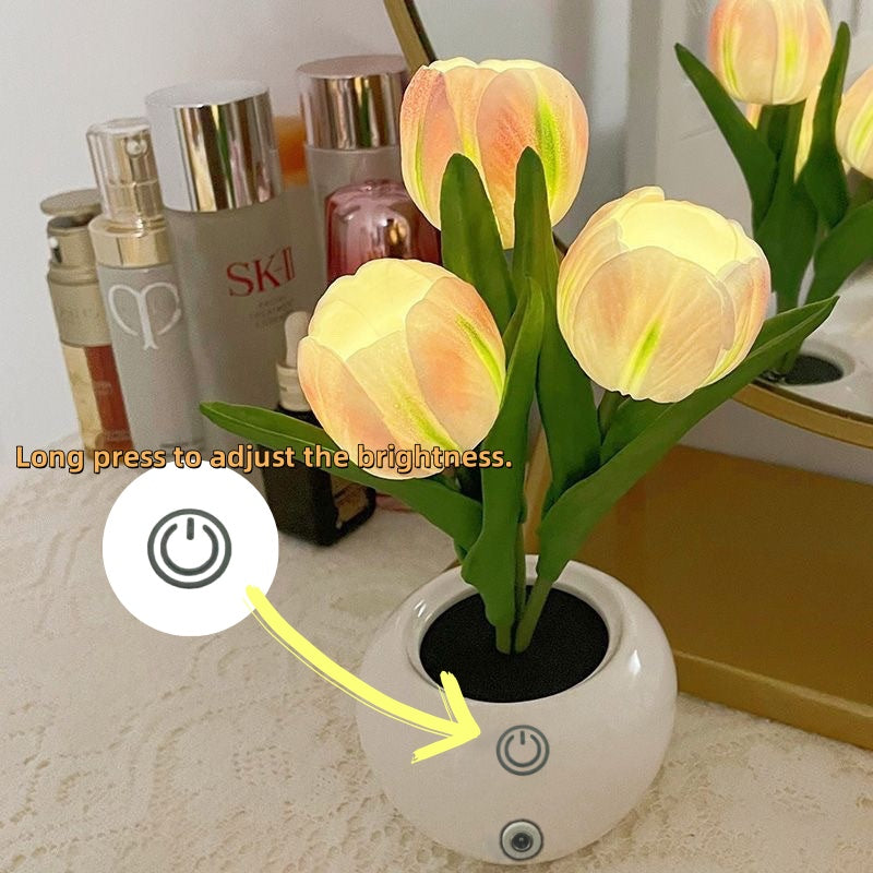 Galaxy Star Lamp LED tulip table lamp with flower vase, USB-powered desktop decor for home, living room, and holiday atmosphere decoration.