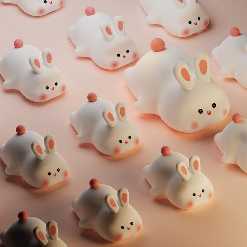 Galaxy Star Lamp LED night light featuring a cute cartoon rabbit face, touch sensor, silicone design, ideal for kids' bedrooms.