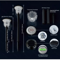 4 Pack RGB Outdoor Solar Pathway Lights  IP65 Waterproof For Yard Patio Walkway Decoration