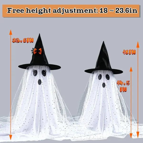 2Packs Halloween Decorations Outdoor,Halloweens Party Decoration Indoor,Spooky Ghost With Remote Control String Lights,Halloween-Ghost Lights For Porches Yards Gardens Lawn